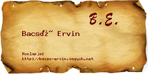 Bacsó Ervin névjegykártya